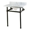 Kingston Brass 30X22 Carrara Marble Vanity Top W/Brass Feet Combo, Carrara Marble/Blk KVPB30MB0